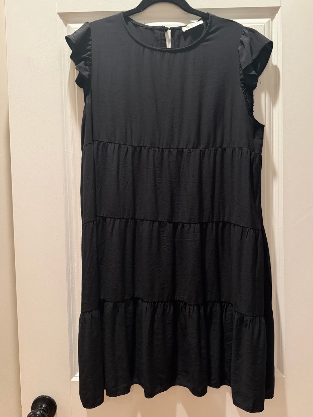 Black Tiered Ruffle Sleeve Dress - Women